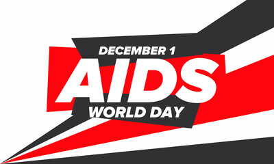 World Aids Day. Red ribbon symbol. Awareness and prevention hiv. Medical healthcare concept. Human support and protection. Celebrated annual in December 1. Poster, banner and background. Vector