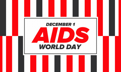 Obraz premium World Aids Day. Red ribbon symbol. Awareness and prevention hiv. Medical healthcare concept. Human support and protection. Celebrated annual in December 1. Poster, banner and background. Vector