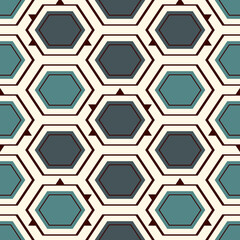 Contemporary honeycomb geometric pattern. Repeated hexagon ornament. Modern mosaic tiles. Seamless surface print