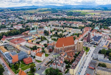 Aerial view of the wonderful city of Nysa in Poland