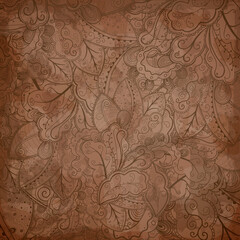 Grunge floral abstract hand-drawn pattern.