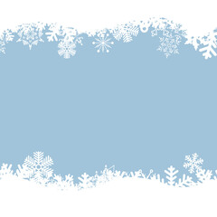 Vector cute blue background with white snowflakes.