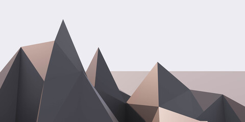 grey abstract polygon mountains landscape 3d render illustration