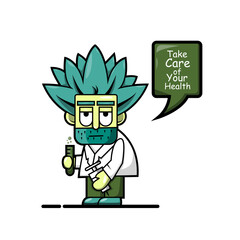 cute animation of a doctor holding an injection