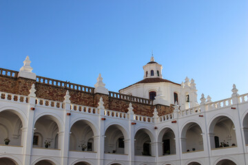 Fototapeta na wymiar view of classic colonial patio at san felipe neri convent in sucre bolivia
