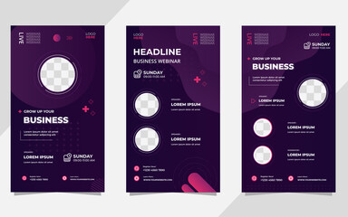 Set of Dark purple liquid background for Social media stories post template, business webinar, marketing webinar, Education, Online Class program, Etc