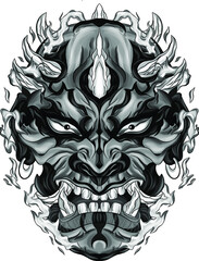 devil mask black portrait vector illustration