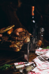 grilled meat and vegetables