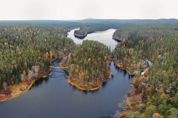 Autumn view of Oulanka National Park, landscape, a finnish national park in the Northern...