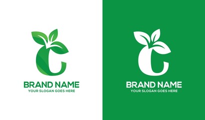 Creative C Alphabet Nature Logo Design Concept
