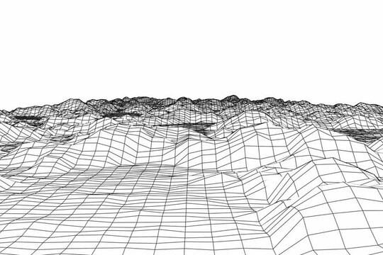 Perspective Flyover Terrain Grid