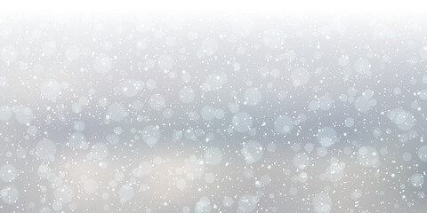 Christmas and New Year cloudy sky with snowfall vector background
