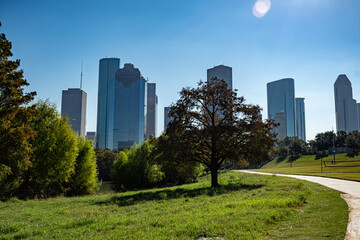 Houston Skyline and Eleanor Tinsley Park