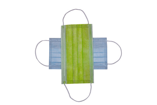 Disposable medical face mask isolated on with background.