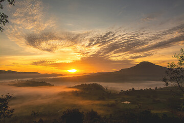 Landscape of sunset and  mountain viewpoint  in Phetchabun province Thailand.