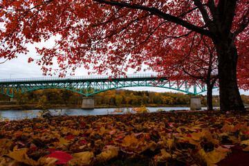 Memorial Bridge in Augusta, ME, seen from the Kennebec River Waterfront