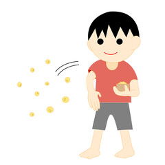 豆を投げる男の子