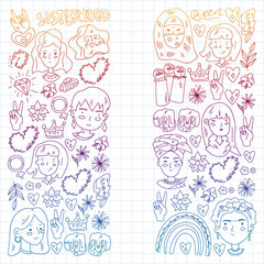 Feminism vector pattern. Fight for women rights. Hand lettering quotes.