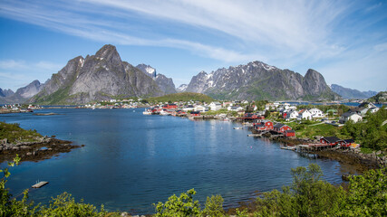 Reine, Norway - June 2016: The fishing village of Reine in the Lofoten Islands of Norway, Scandinavia
