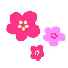 イラスト素材  梅の花 赤・ピンク
