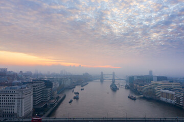 London city aerial panoramic view at sunrise