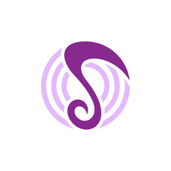 Music logo in circle shape with simple flat concept