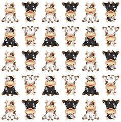 pattern with the symbol of the year 2021 black and white bull according to the eastern calendar