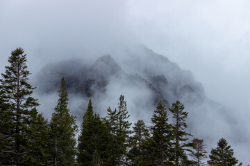 Clouds, trees and mountains near Lake Tahoe