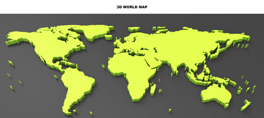 3d world map mockup for infographics on the black background. 3d rendering, 3d illustration.