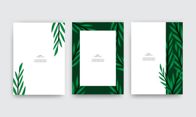 A set of tropical cover template layouts set on a foliage background, luxury spa, hotel, cards, invitations, salon, etc.