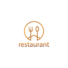 logo cutlery illustration outline circle color symbol restaurant design vector