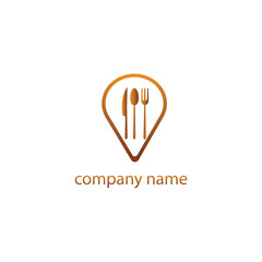 cutlery logo illustration location outline restaurant symbol design vector