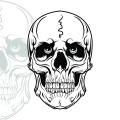 SKULL ILLUSTRATION BLACK AND WHITE