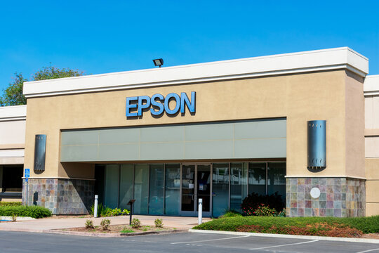 Exterior of Epson Silicon Valley office. Seiko Epson Corporation is a Japanese electronics company manufacturing computer printers and imaging related equipment - San Jose, California, USA - 2020