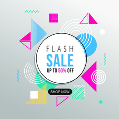 Flash Sale Abstract geometric pattern colorful design and background. Use for modern design, cover, template, decorated, brochure, flyer.