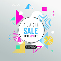 Flash Sale Abstract geometric pattern colorful design and background. Use for modern design, cover, template, decorated, brochure, flyer.