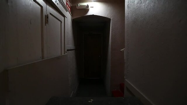 Spooky hallway with flickering light