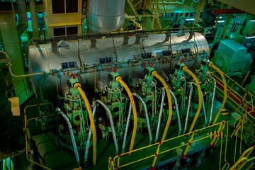 The engine room of a ship.