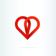 Modern Red Heart Line Logo. Love Identity Brand and App Icon Symbol. Commercial Concept Set Template Vecto
