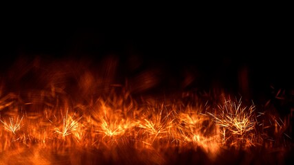 Fireworks Background, sparkler burning on ground on dark background, fireworks sparks, 4K High Quality, 3D render
