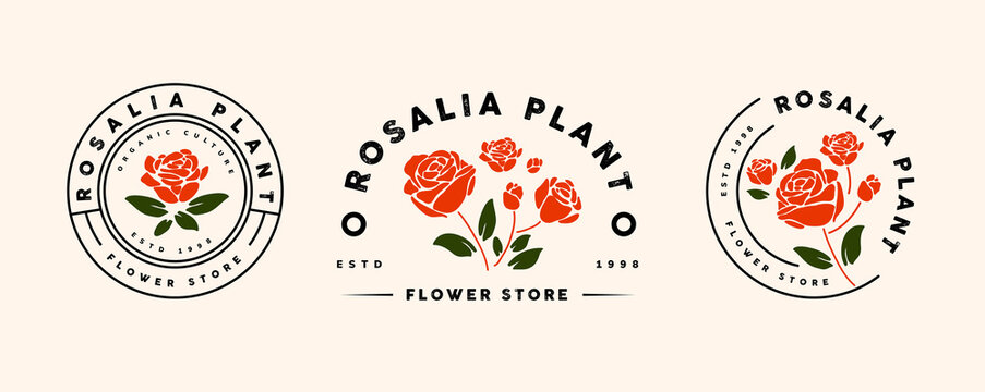 Emblem of Flower Shop with Sketch of Flower Online Logo Template -  VistaCreate