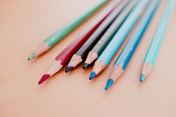 Color pencil on wood table 
