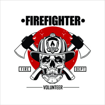 skull firefighter logo template