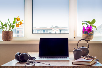 Home office and telecommuting during the coronavirus pandemic. Work from home concept.
