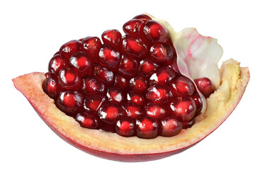 Cut the pomegranate with scattered grain isolated