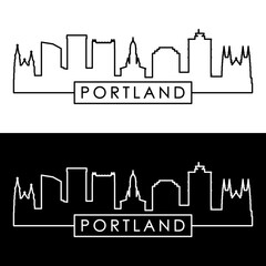 Portland, Maine skyline. Linear style. Editable vector file.