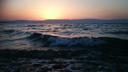 Fototapeta premium Beautiful sunset and sea view 