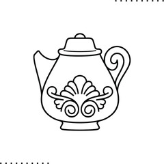 teapot, porcelain vector icon in outlines