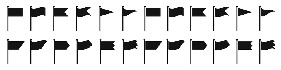 Fotobehang Flag icon. Set of black flag icons. Vector illustration. Flag icon collection © chekman