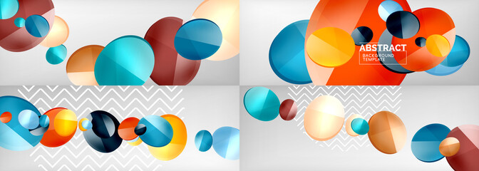 Set of glass bubbles abstract backgrounds. Vector illustrations for covers, banners, flyers and posters and other